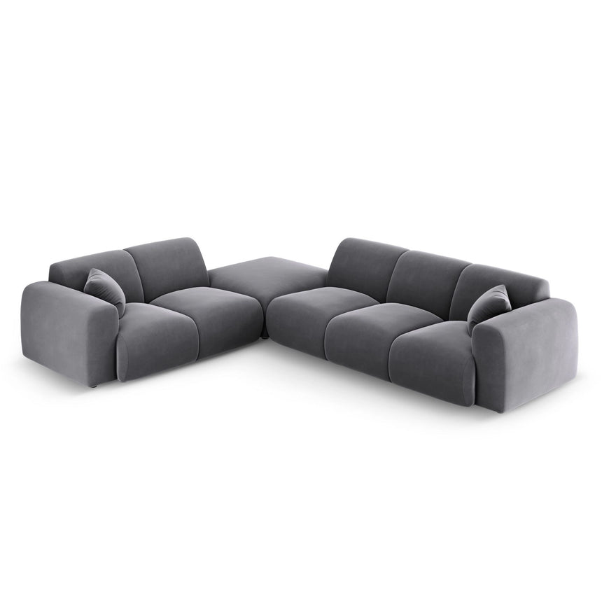 Nolio 4-Sitzer Ecksofa, Linke Seite, aus Samt in Dunkelgrau (Casino Graphite), 315x250x72 cm von Cosmopolitan Design – Bild 1