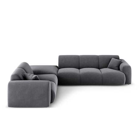 Nolio 4-Sitzer Ecksofa, Linke Seite, aus Samt in Dunkelgrau (Casino Graphite), 315x250x72 cm von Cosmopolitan Design – Bild 4