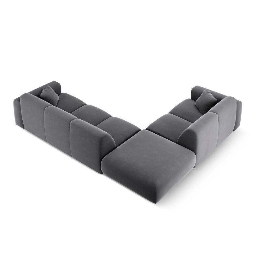 Nolio 4-Sitzer Ecksofa, Linke Seite, aus Samt in Dunkelgrau (Casino Graphite), 315x250x72 cm von Cosmopolitan Design – Bild 5