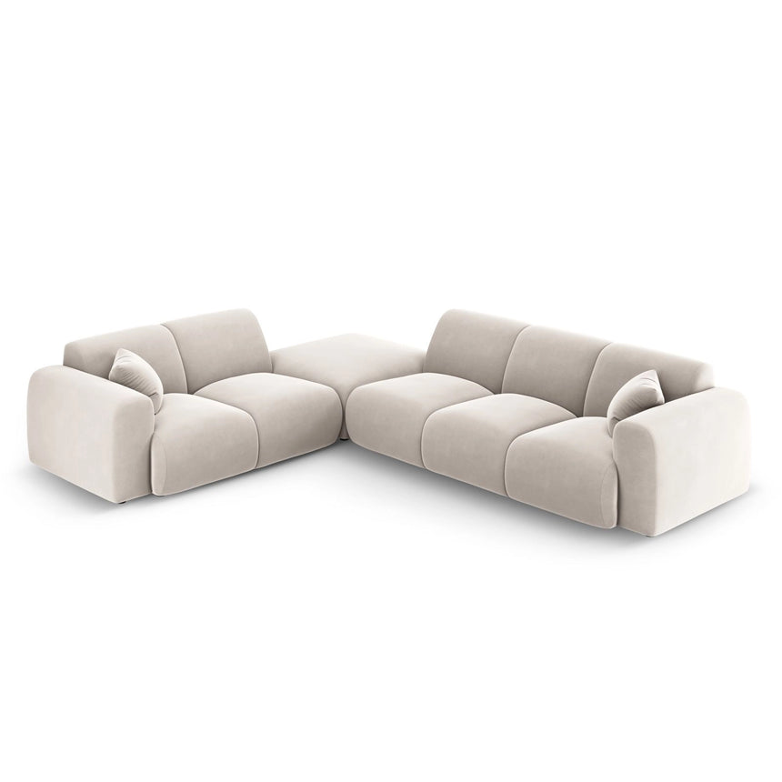 Nolio 4-Sitzer Ecksofa, Linke Seite, aus Samt in Hellbeige (Casino Pearl), 315x250x72 cm von Cosmopolitan Design – Bild 1