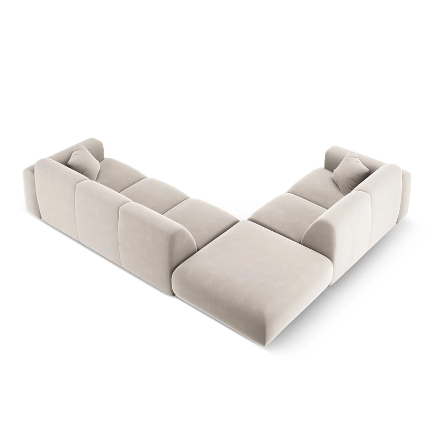 Nolio 4-Sitzer Ecksofa, Linke Seite, aus Samt in Hellbeige (Casino Pearl), 315x250x72 cm von Cosmopolitan Design – Bild 5