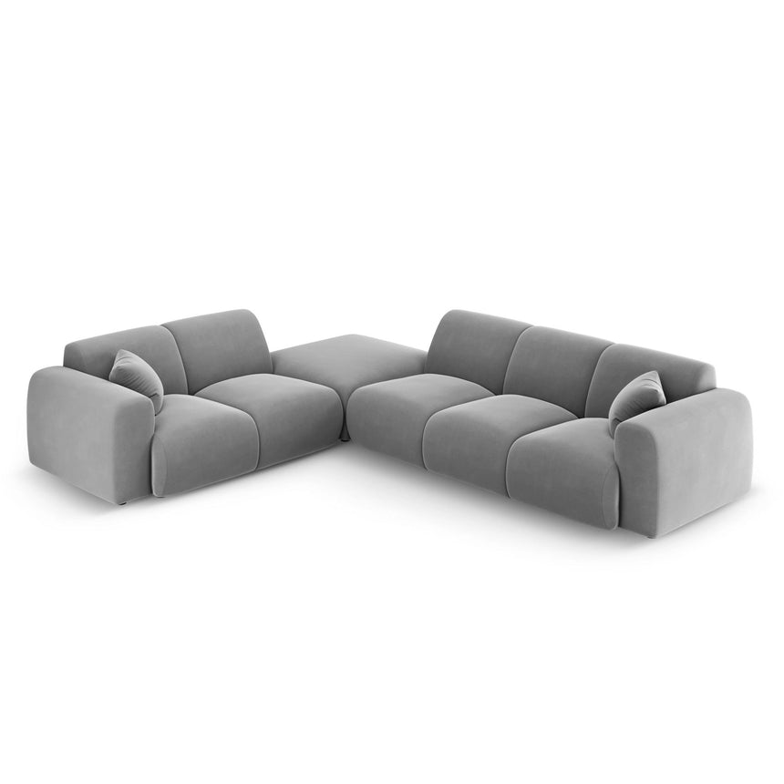 Nolio 4-Sitzer Ecksofa, Linke Seite, aus Samt in Hellgrau (Casino Ash), 315x250x72 cm von Cosmopolitan Design – Bild 1