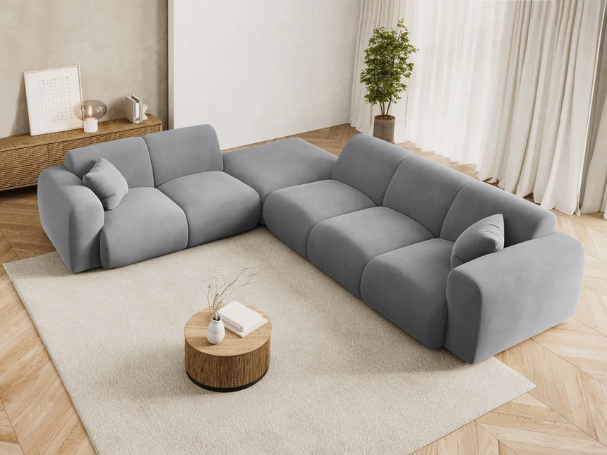 Nolio 4-Sitzer Ecksofa, Linke Seite, aus Samt in Hellgrau (Casino Ash), 315x250x72 cm von Cosmopolitan Design – Bild 2