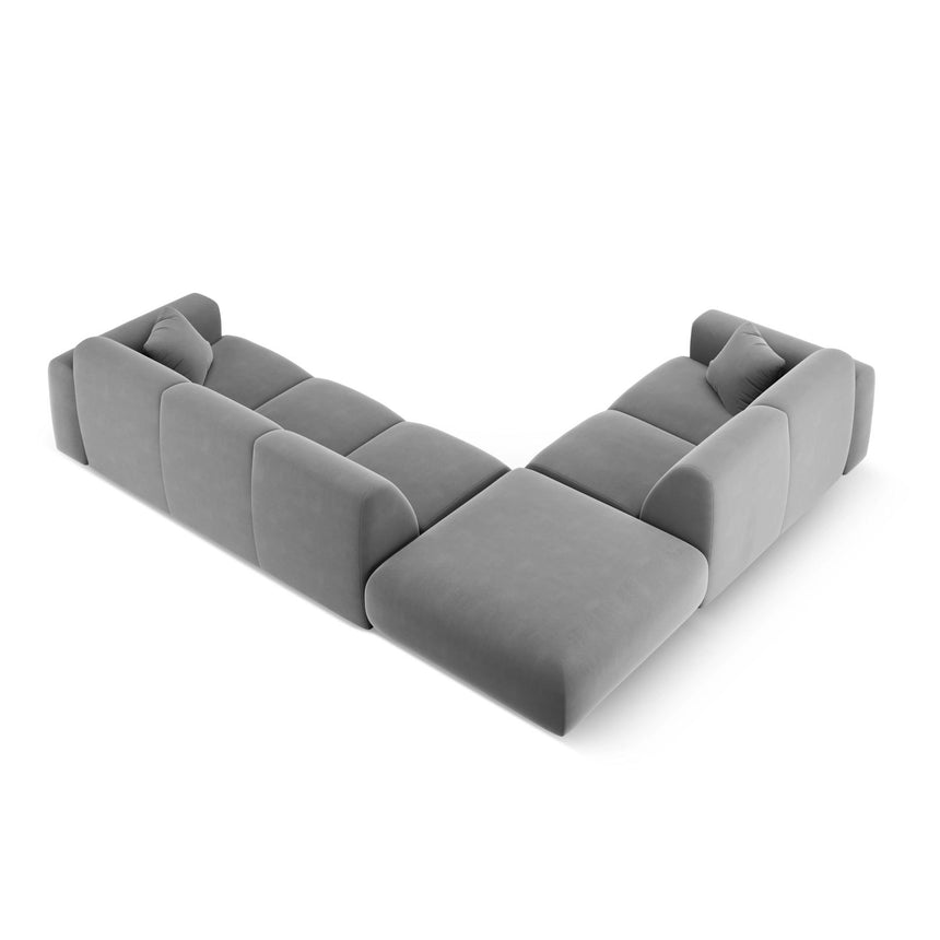 Nolio 4-Sitzer Ecksofa, Linke Seite, aus Samt in Hellgrau (Casino Ash), 315x250x72 cm von Cosmopolitan Design – Bild 5