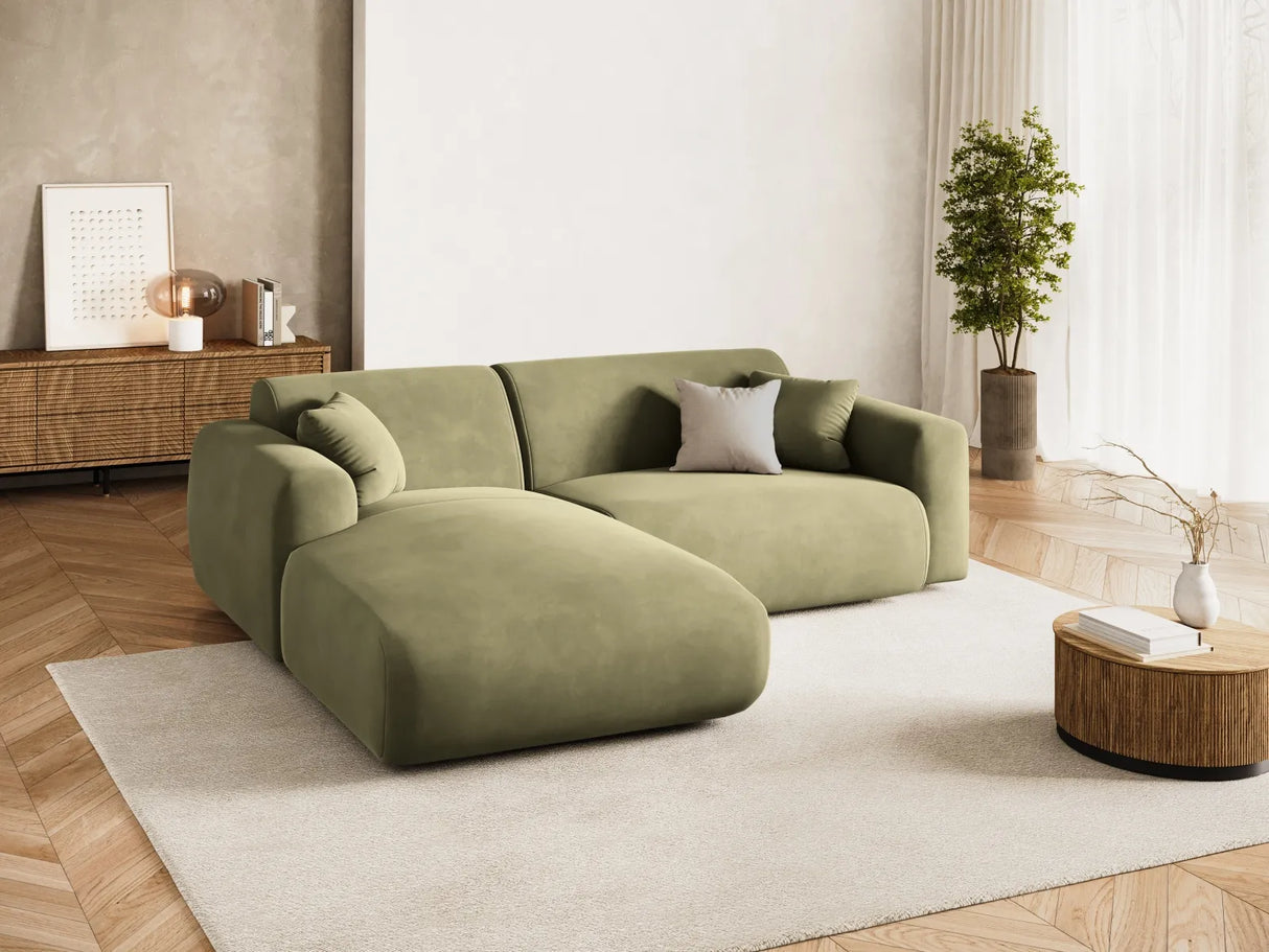 Nolio 4-Sitzer Ecksofa, Linke Seite, aus Samt in Hellgrün (Casino Forest), 235x170x72 cm von Cosmopolitan Design – Bild 2