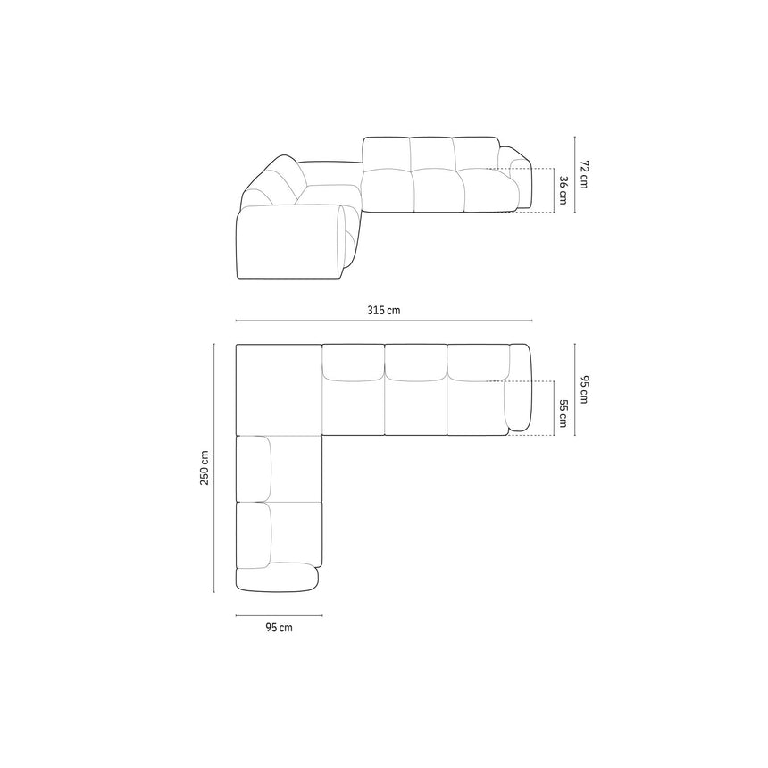 Nolio 4-Sitzer Ecksofa, Linke Seite, aus Samt in Hellgrün (Casino Forest), 315x250x72 cm von Cosmopolitan Design – Bild 3