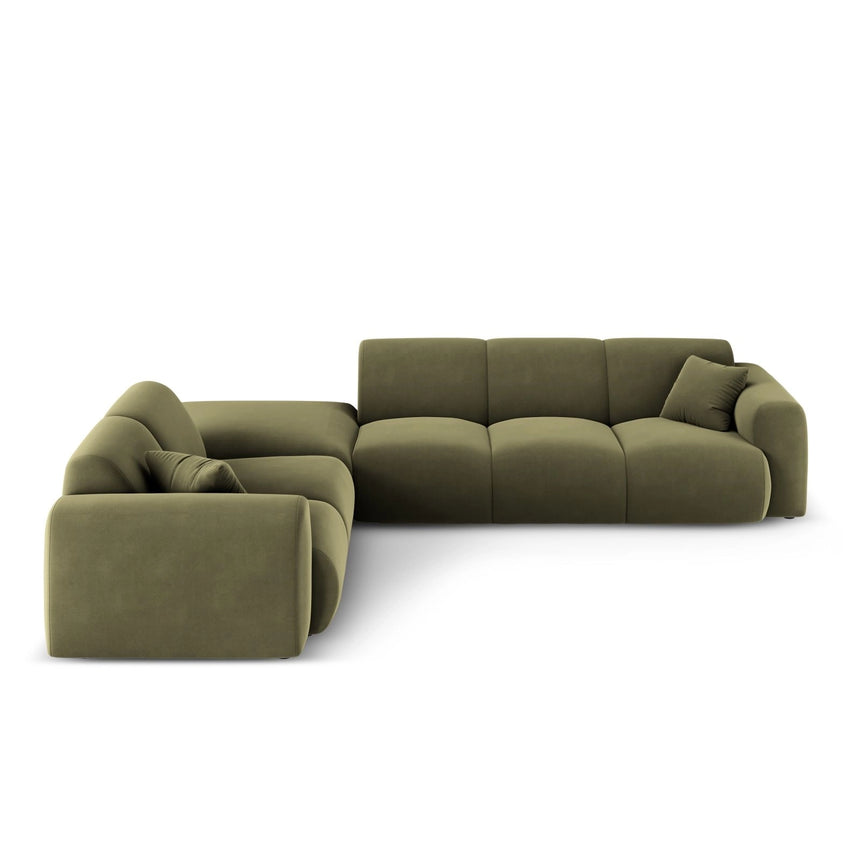 Nolio 4-Sitzer Ecksofa, Linke Seite, aus Samt in Hellgrün (Casino Forest), 315x250x72 cm von Cosmopolitan Design – Bild 4