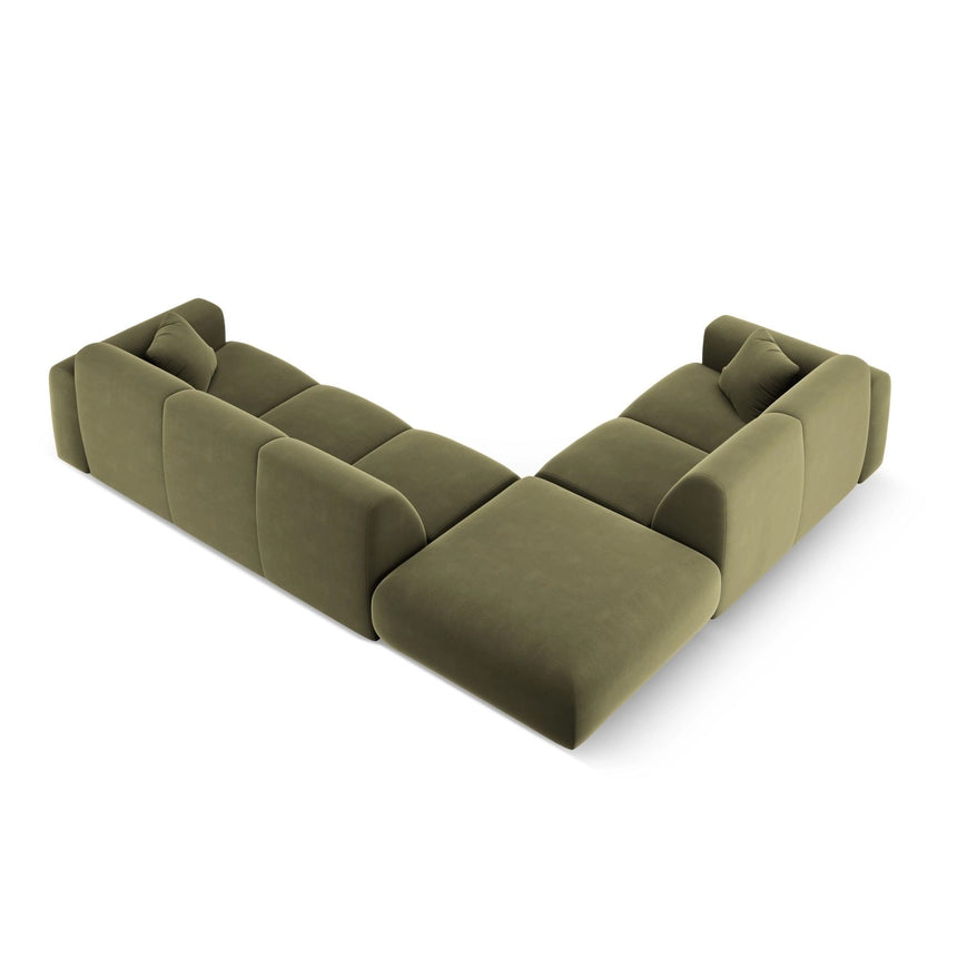 Nolio 4-Sitzer Ecksofa, Linke Seite, aus Samt in Hellgrün (Casino Forest), 315x250x72 cm von Cosmopolitan Design – Bild 5