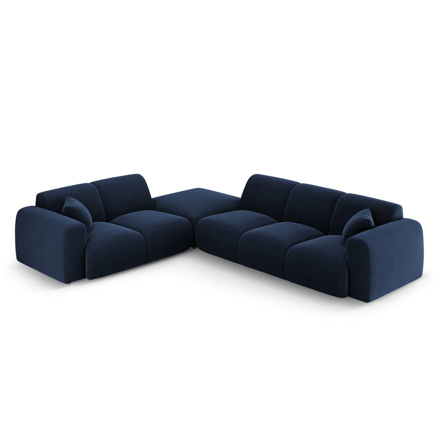 Nolio 4-Sitzer Ecksofa, Linke Seite, aus Samt in Königsblau (Casino Deep Blue), 315x250x72 cm von Cosmopolitan Design – Bild 1