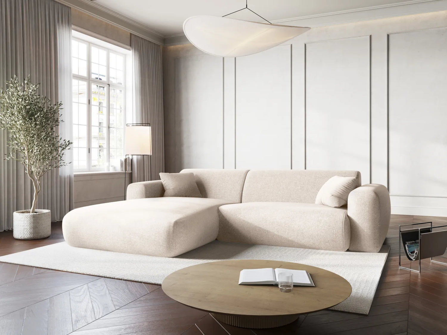 Nolio 4-Sitzer Ecksofa, Linke Seite, aus Samt oder Chenille, 235x170x72 cm von Cosmopolitan Design – Bild 2
