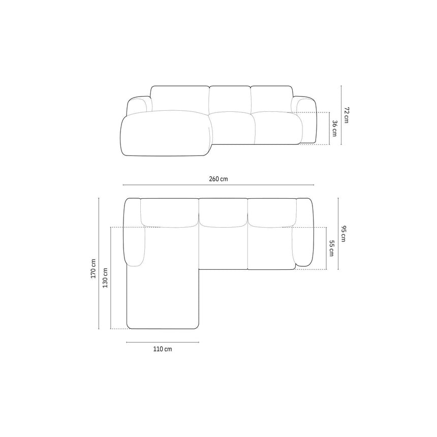 Nolio 4-Sitzer Ecksofa, Linke Seite, aus Samt oder Chenille, 260x170x72 cm von Cosmopolitan Design – Bild 3