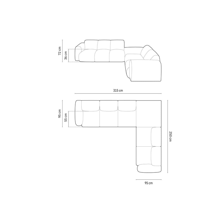 Nolio 4-Sitzer Ecksofa, Rechte Seite, aus Chenille in Hellgrau (Haga 06), 315x250 cm von Cosmopolitan Design – Bild 3