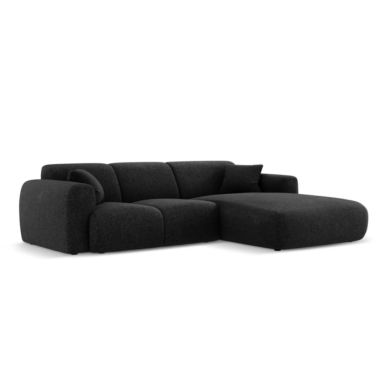 Nolio 4-Sitzer Ecksofa, Rechte Seite, aus Chenille in Schwarz (Haga 19), 260x170x72 cm von Cosmopolitan Design – Bild 4