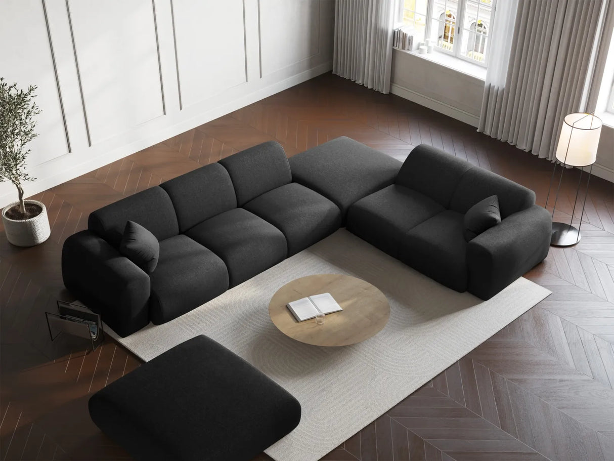 Nolio 4-Sitzer Ecksofa, Rechte Seite, aus Chenille in Schwarz (Haga 19), 315x250 cm von Cosmopolitan Design – Bild 2
