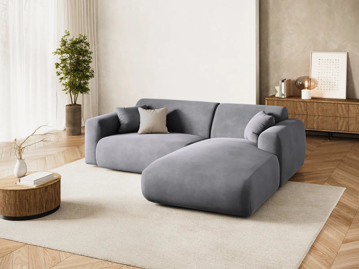 Nolio 4-Sitzer Ecksofa, Rechte Seite, aus Samt in Dunkelgrau (Casino Graphite), 235x170x72 cm von Cosmopolitan Design – Bild 2
