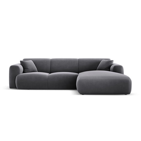 Nolio 4-Sitzer Ecksofa, Rechte Seite, aus Samt in Dunkelgrau (Casino Graphite), 260x170x72 cm von Cosmopolitan Design – Bild 1