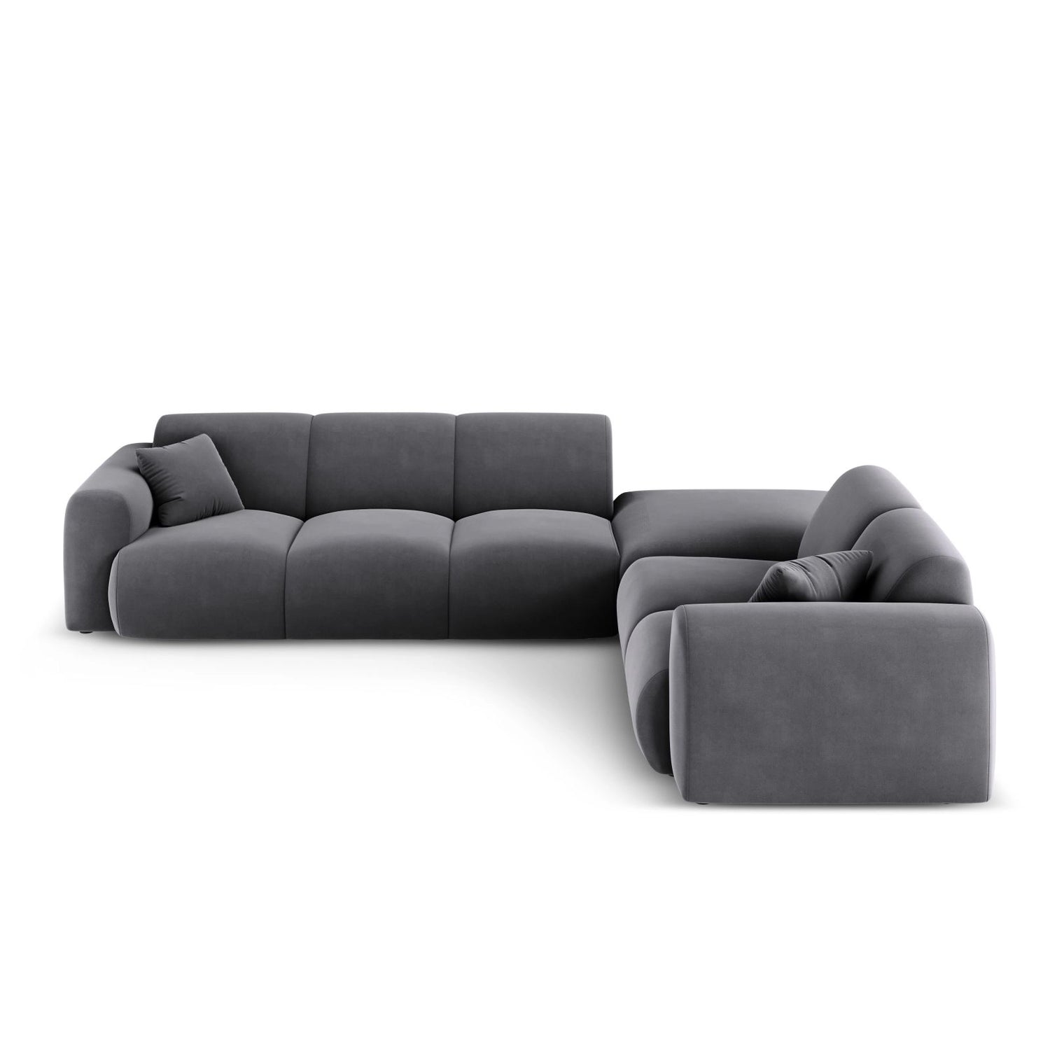 Nolio 4-Sitzer Ecksofa, Rechte Seite, aus Samt in Dunkelgrau (Casino Graphite), 315x250 cm von Cosmopolitan Design – Bild 4