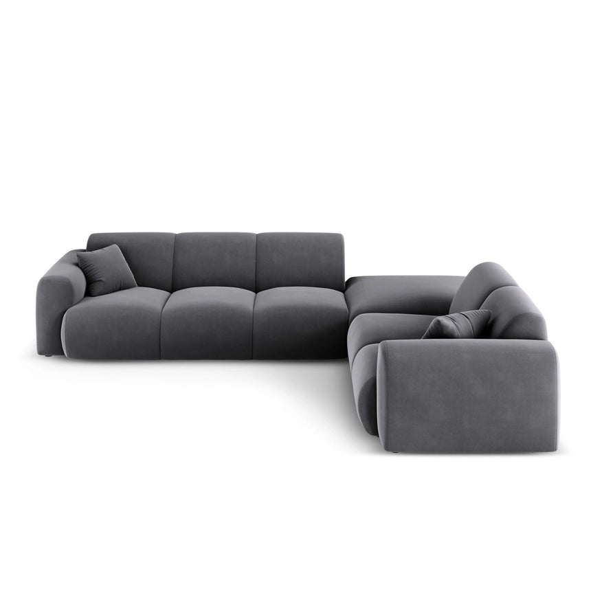 Nolio 4-Sitzer Ecksofa, Rechte Seite, aus Samt in Dunkelgrau (Casino Graphite), 315x250 cm von Cosmopolitan Design – Bild 4