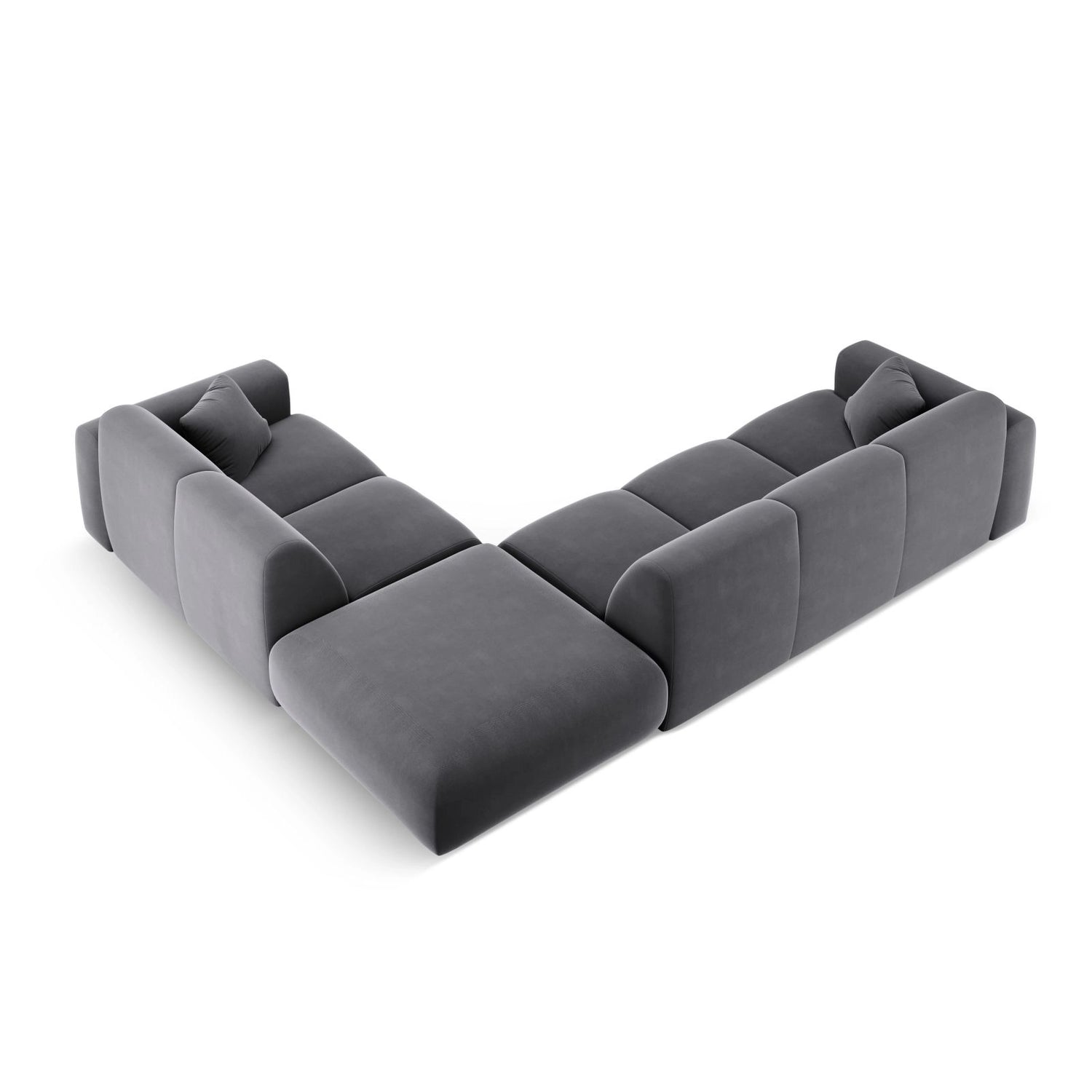 Nolio 4-Sitzer Ecksofa, Rechte Seite, aus Samt in Dunkelgrau (Casino Graphite), 315x250 cm von Cosmopolitan Design – Bild 5