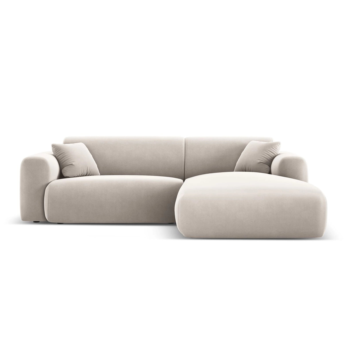 Nolio 4-Sitzer Ecksofa, Rechte Seite, aus Samt in Hellbeige (Casino Pearl), 235x170x72 cm von Cosmopolitan Design – Bild 1