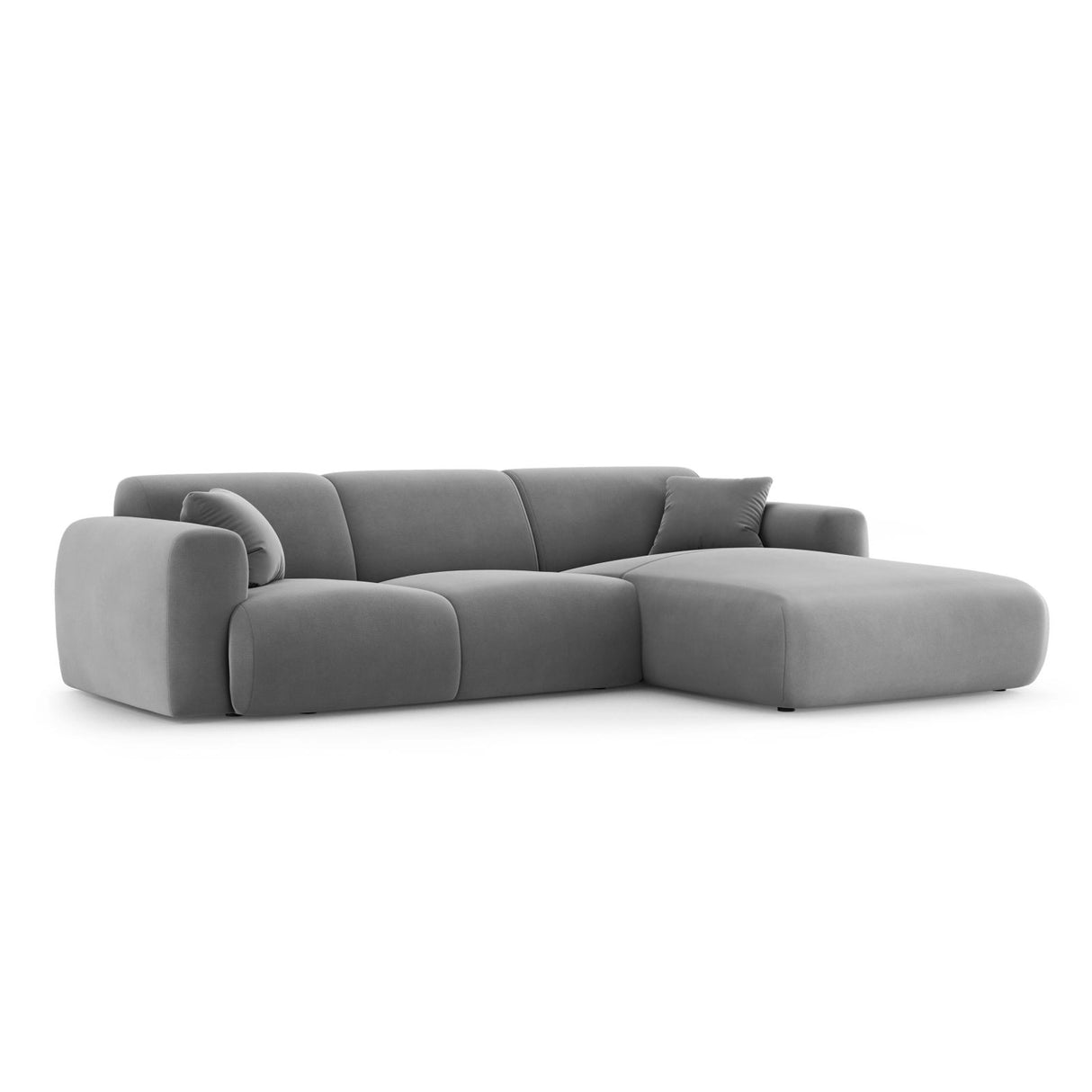 Nolio 4-Sitzer Ecksofa, Rechte Seite, aus Samt in Hellgrau (Casino Ash), 260x170x72 cm von Cosmopolitan Design – Bild 4