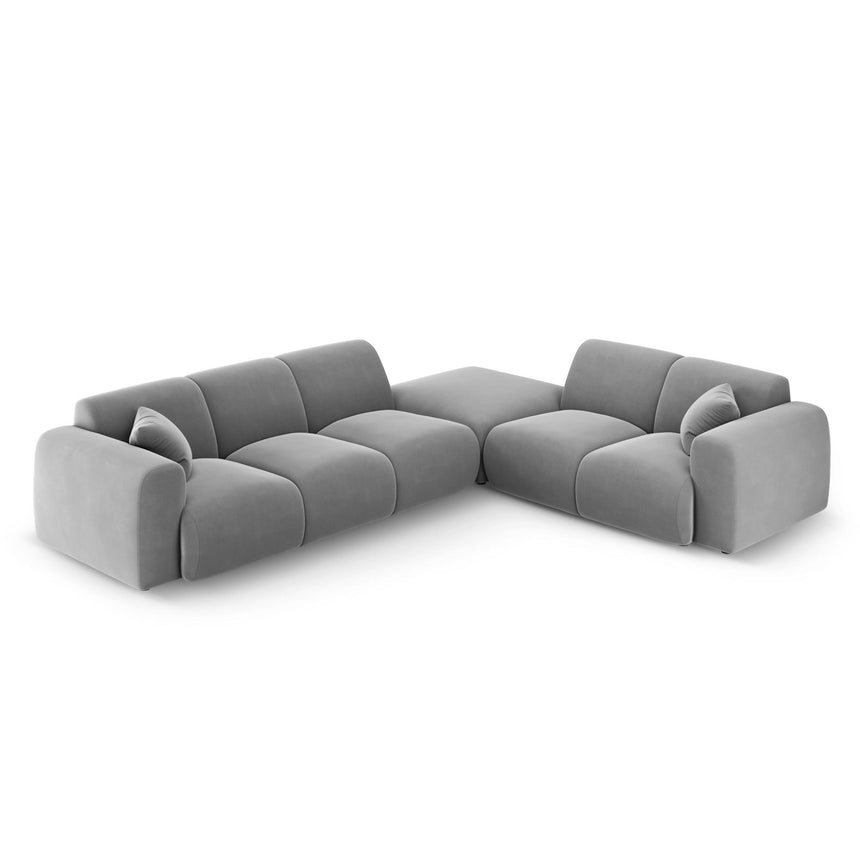 Nolio 4-Sitzer Ecksofa, Rechte Seite, aus Samt in Hellgrau (Casino Ash), 315x250 cm von Cosmopolitan Design – Bild 1