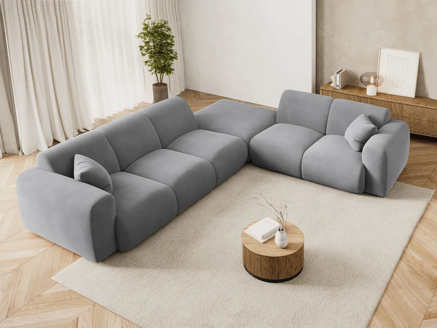 Nolio 4-Sitzer Ecksofa, Rechte Seite, aus Samt in Hellgrau (Casino Ash), 315x250 cm von Cosmopolitan Design – Bild 2