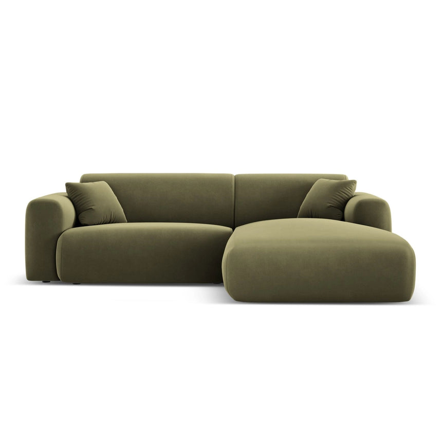 Nolio 4-Sitzer Ecksofa, Rechte Seite, aus Samt in Hellgrün (Casino Forest), 235x170x72 cm von Cosmopolitan Design – Bild 1