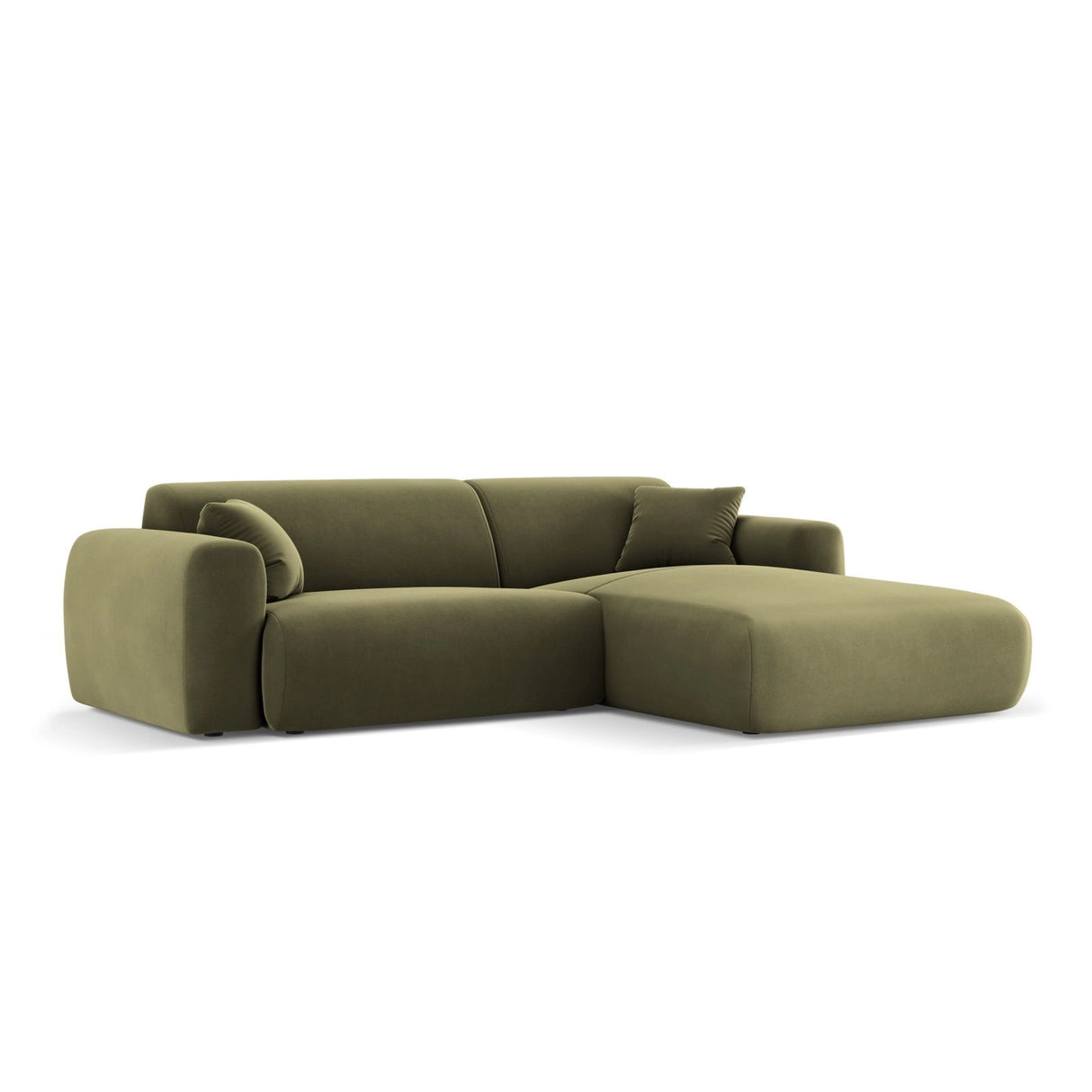 Nolio 4-Sitzer Ecksofa, Rechte Seite, aus Samt in Hellgrün (Casino Forest), 235x170x72 cm von Cosmopolitan Design – Bild 4