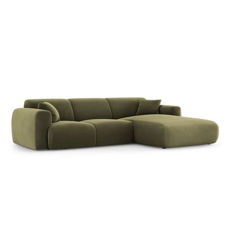 Nolio 4-Sitzer Ecksofa, Rechte Seite, aus Samt in Hellgrün (Casino Forest), 260x170x72 cm von Cosmopolitan Design – Bild 4
