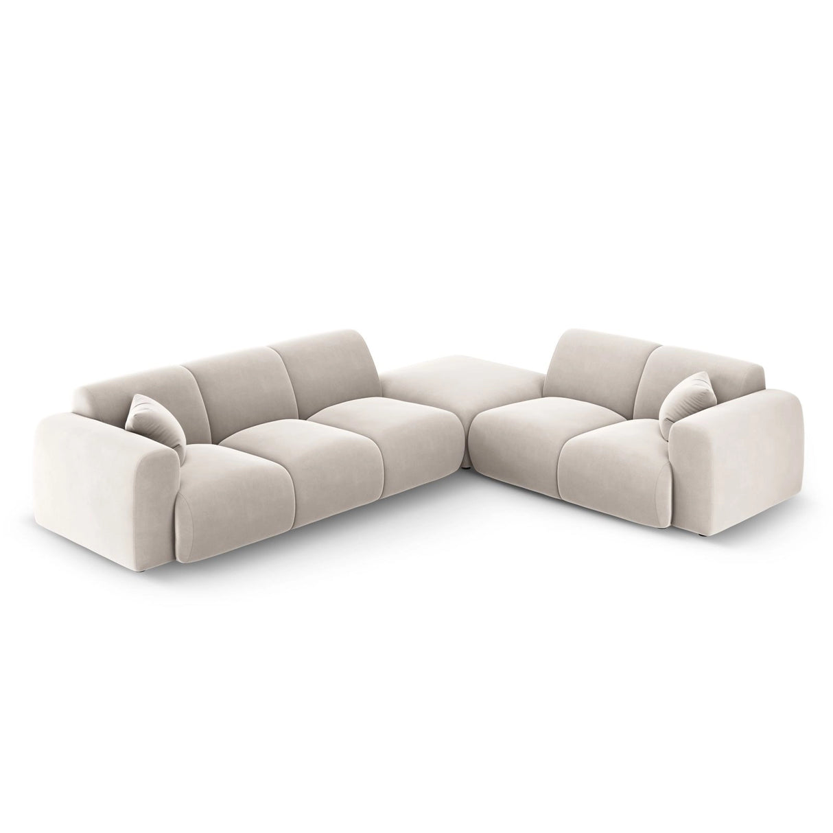 Nolio 4-Sitzer Ecksofa, Rechte Seite, aus Samt in Leichtes Beige (Casino Pearl), 315x250 cm von Cosmopolitan Design – Bild 1