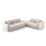 Nolio 4-Sitzer Ecksofa, Rechte Seite, aus Samt in Leichtes Beige (Casino Pearl), 315x250 cm von Cosmopolitan Design – Bild 1