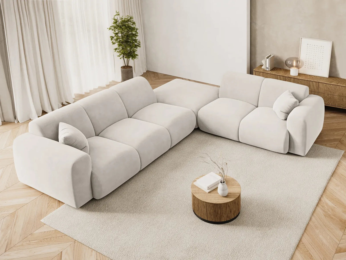 Nolio 4-Sitzer Ecksofa, Rechte Seite, aus Samt in Leichtes Beige (Casino Pearl), 315x250 cm von Cosmopolitan Design – Bild 2