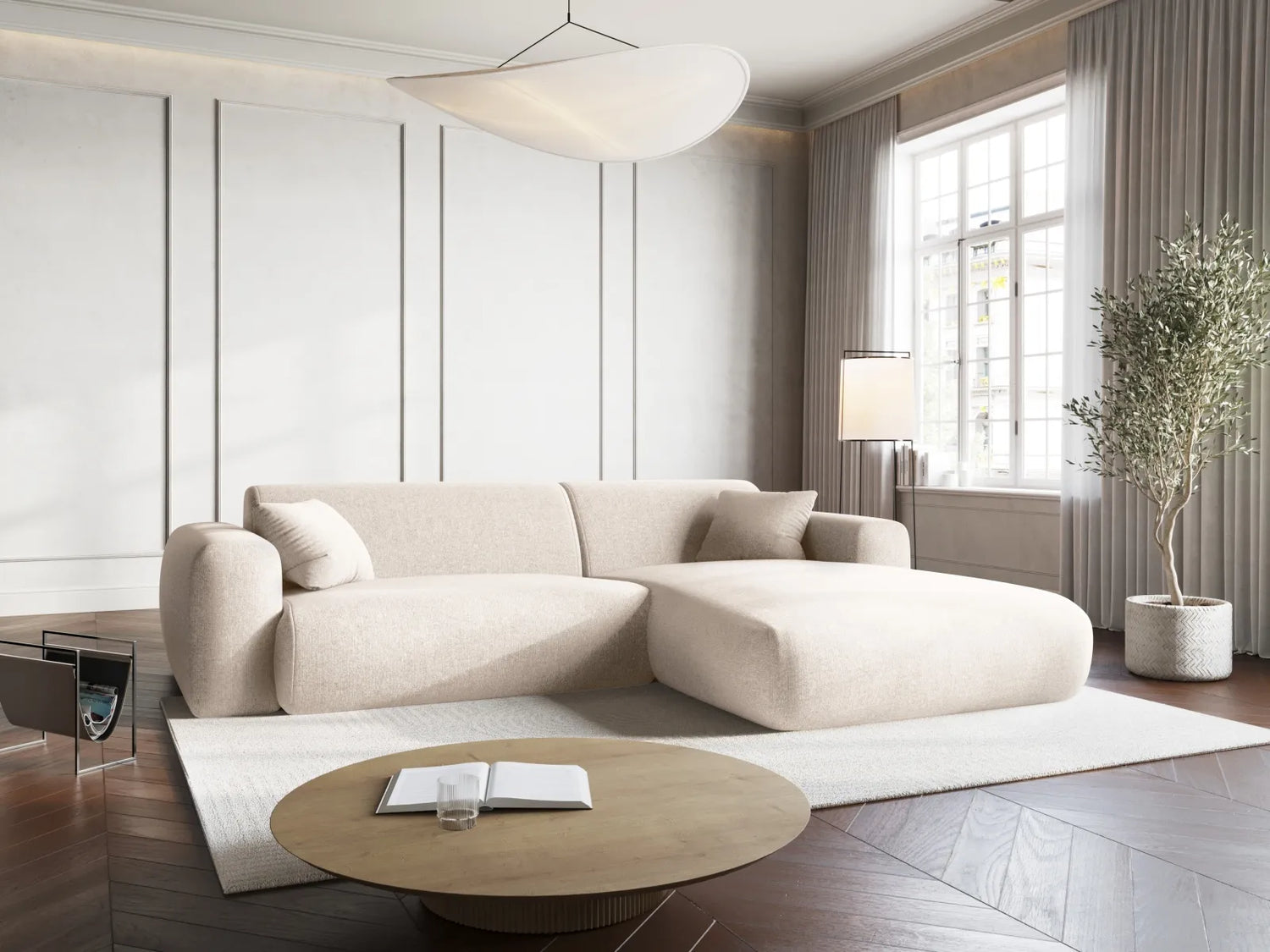 Nolio 4-Sitzer Ecksofa, Rechte Seite, aus Samt oder Chenille, 235x170x72 cm von Cosmopolitan Design – Bild 2