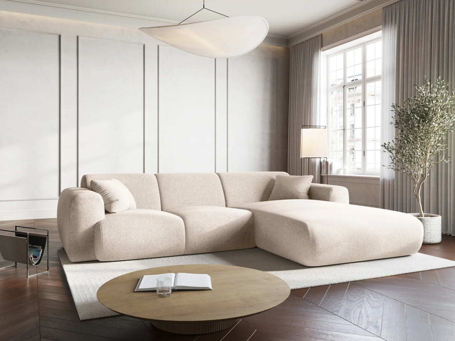 Nolio 4-Sitzer Ecksofa, Rechte Seite, aus Samt oder Chenille, 260x170x72 cm von Cosmopolitan Design – Bild 2