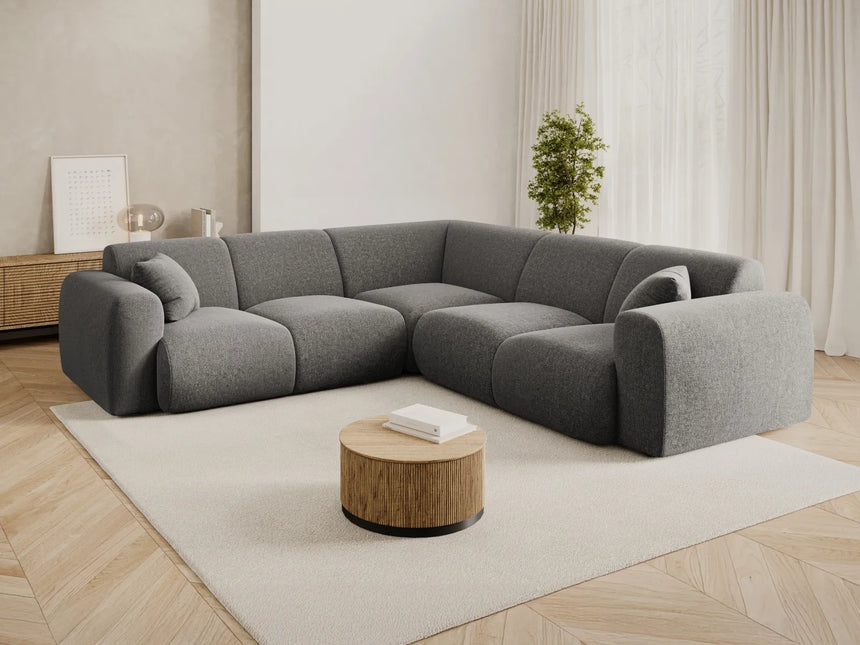 Nolio 5-Sitzer Ecksofa, symmetrisch, aus Chenille in Grau (Haga 16), 252x252x72 cm von Cosmopolitan Design – Bild 2