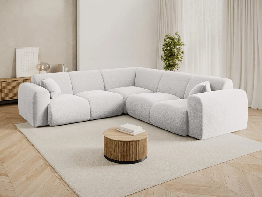 Nolio 5-Sitzer Ecksofa, symmetrisch, aus Chenille in Hellgrau (Haga 06), 252x252x72 cm von Cosmopolitan Design – Bild 2