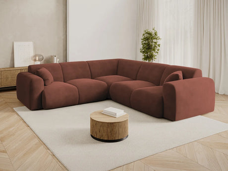 Nolio 5-Sitzer Ecksofa, symmetrisch, aus Samt in Cuoio (Casino Cuoio), 252x252x72 cm von Cosmopolitan Design – Bild 2