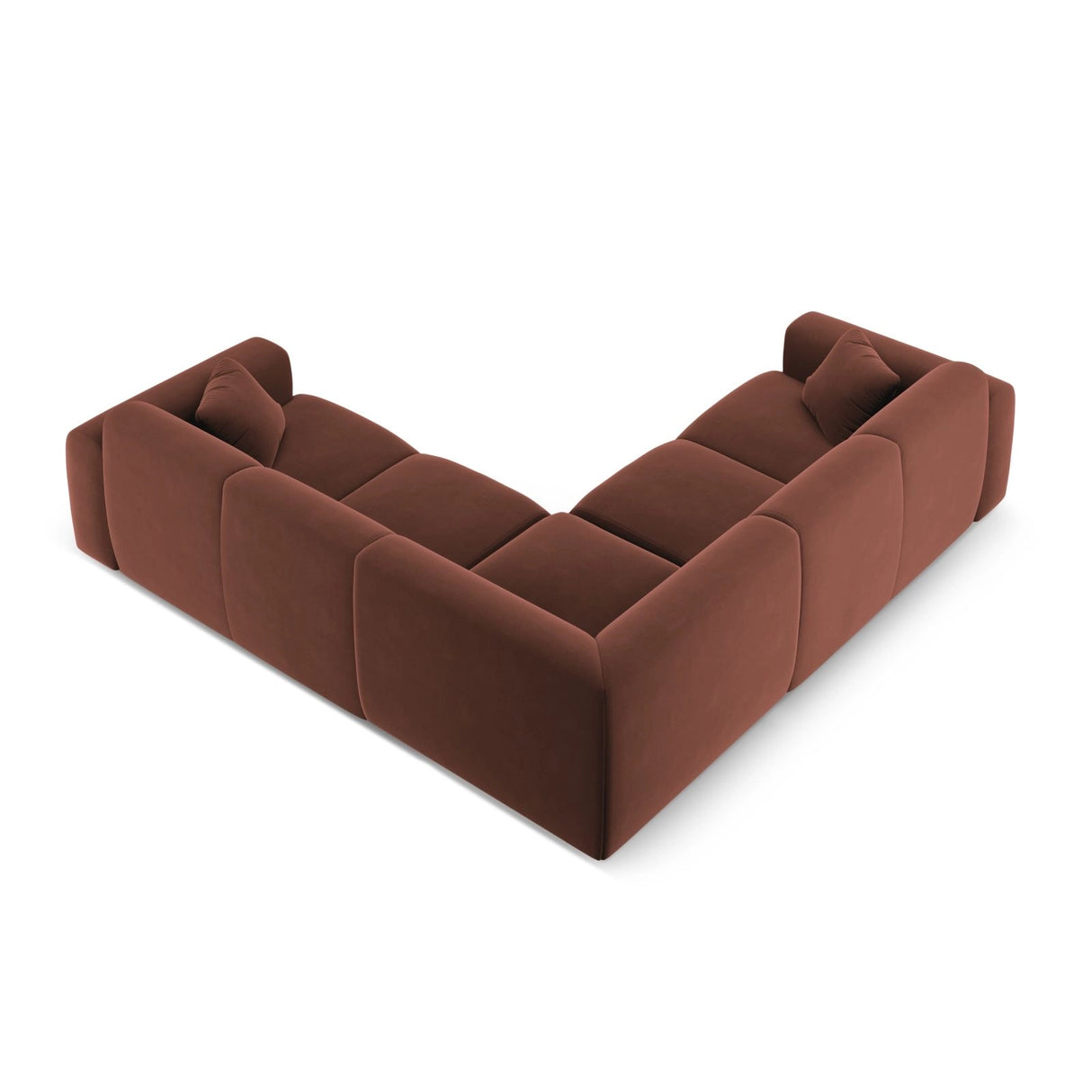 Nolio 5-Sitzer Ecksofa, symmetrisch, aus Samt in Cuoio (Casino Cuoio), 252x252x72 cm von Cosmopolitan Design – Bild 4
