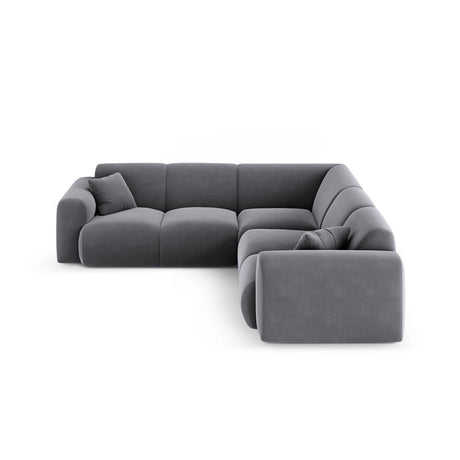 Nolio 5-Sitzer Ecksofa, symmetrisch, aus Samt in Dunkelgrau (Casino Graphite), 252x252x72 cm von Cosmopolitan Design – Bild 1