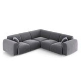 Nolio 5-Sitzer Ecksofa, symmetrisch, aus Samt in Dunkelgrau (Casino Graphite), 252x252x72 cm von Cosmopolitan Design – Bild 3