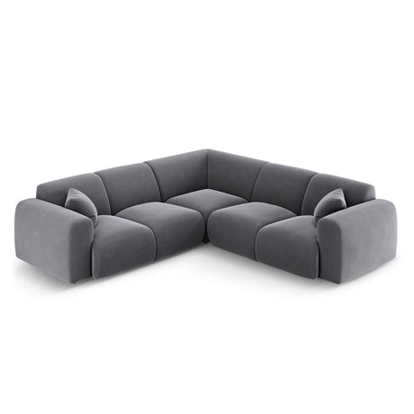 Nolio 5-Sitzer Ecksofa, symmetrisch, aus Samt in Dunkelgrau (Casino Graphite), 252x252x72 cm von Cosmopolitan Design – Bild 3