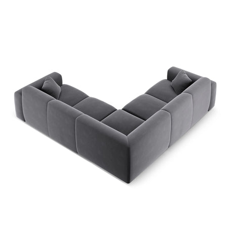Nolio 5-Sitzer Ecksofa, symmetrisch, aus Samt in Dunkelgrau (Casino Graphite), 252x252x72 cm von Cosmopolitan Design – Bild 4