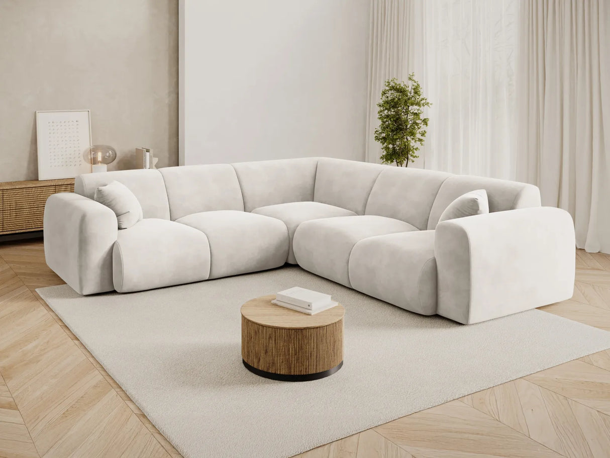 Nolio 5-Sitzer Ecksofa, symmetrisch, aus Samt in Hellbeige (Casino Pearl), 252x252x72 cm von Cosmopolitan Design – Bild 2