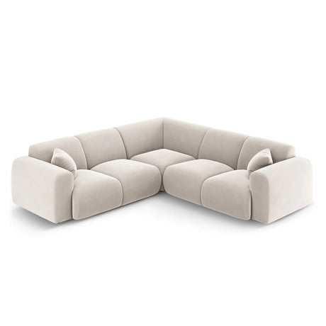 Nolio 5-Sitzer Ecksofa, symmetrisch, aus Samt in Hellbeige (Casino Pearl), 252x252x72 cm von Cosmopolitan Design – Bild 3