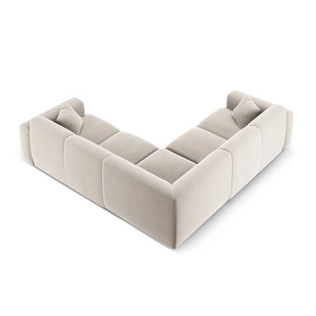 Nolio 5-Sitzer Ecksofa, symmetrisch, aus Samt in Hellbeige (Casino Pearl), 252x252x72 cm von Cosmopolitan Design – Bild 4