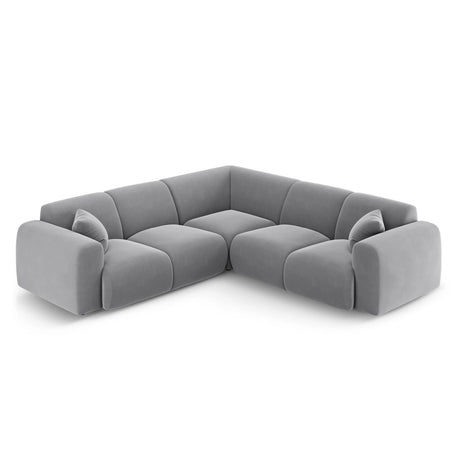 Nolio 5-Sitzer Ecksofa, symmetrisch, aus Samt in Hellgrau (Casino Ash), 252x252x72 cm von Cosmopolitan Design – Bild 3