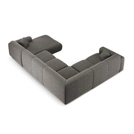 Nolio 6-Sitzer Panorama Ecksofa, Linke Seite, aus Chenille in Grau (Haga 16), Beine aus Schwarzes Plastik, 342x252x72 cm von Cosmopolitan Design – Bild 4
