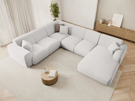 Nolio 6-Sitzer Panorama Ecksofa, Linke Seite, aus Chenille in Hellgrau (Haga 06), Beine aus Schwarzes Plastik, 342x252x72 cm von Cosmopolitan Design – Bild 2
