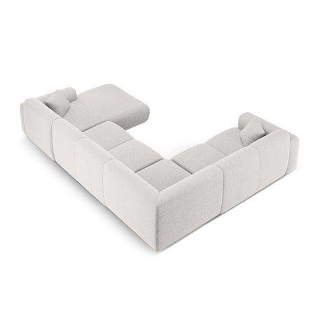 Nolio 6-Sitzer Panorama Ecksofa, Linke Seite, aus Chenille in Hellgrau (Haga 06), Beine aus Schwarzes Plastik, 342x252x72 cm von Cosmopolitan Design – Bild 4